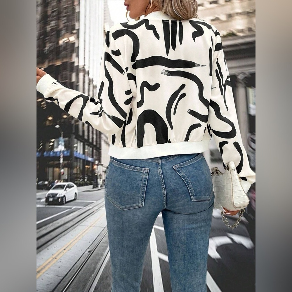 Number Print Zip Up Jacket - Picture 3 of 9